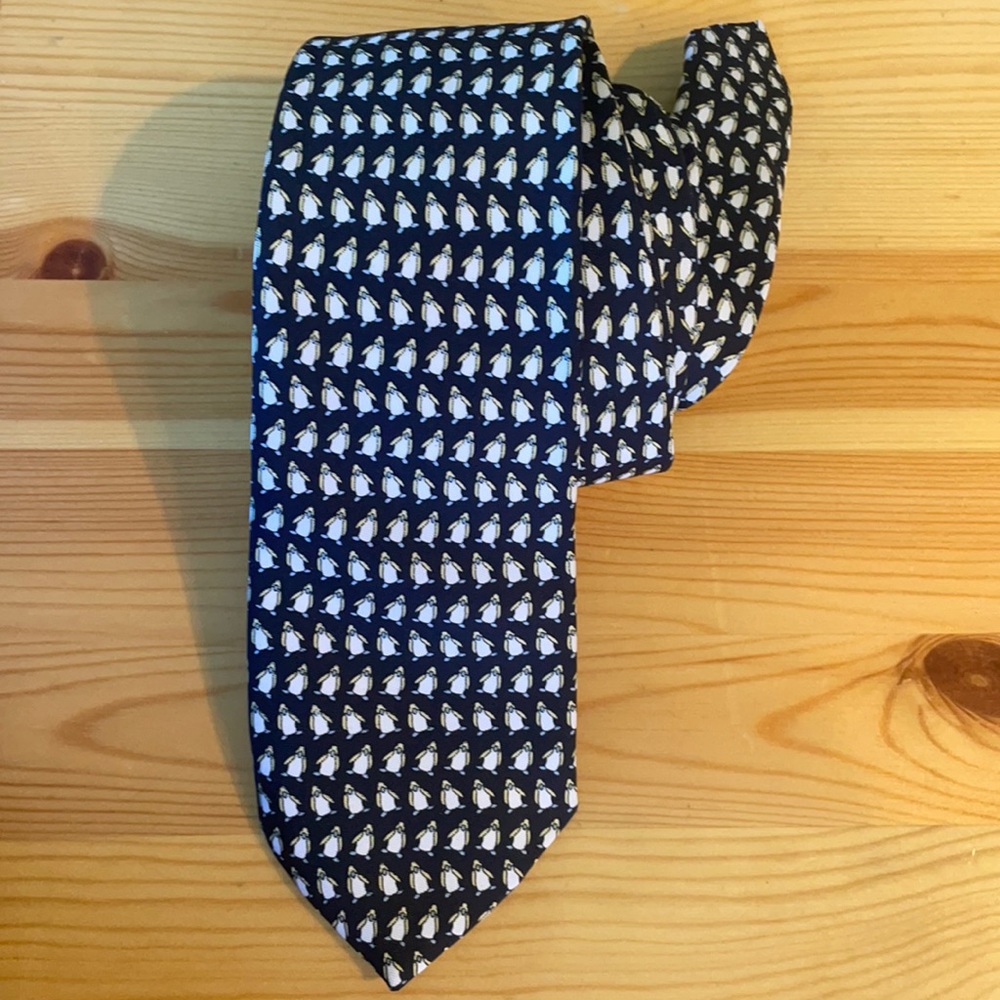 Russell Bianco penguin Pattern Silk Necktie